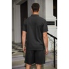 COOFANDY Men’s 2 Pieces Outfits Waffle Knit Polo Shirt and Shorts Set | Short Set, Matching Set, Clothing Sets, Casual, Athletic Jogging Summer Tracksuit with Pockets, Vacation, Outfits(Black)