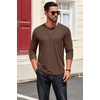 COOFANDY Mens Henley Shirts Long Sleeve Casual T-Shirt Button Basic Tees | Mens long sleeve shirts with henley neck design for fashion men perfect for spring/fall/winter daily casual commute gathering(Brown)