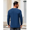 COOFANDY Mens Henley Shirts Long Sleeve Casual T-Shirt Button Basic Tees | Mens long sleeve shirts with henley neck design for fashion men perfect for spring/fall/winter daily casual commute gathering(Deep Blue)