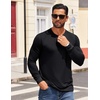 COOFANDY Mens Henley Shirts Long Sleeve Casual T-Shirt Button Basic Tees | Mens long sleeve shirts with henley neck design for fashion men perfect for spring/fall/winter daily casual commute gathering(Black)