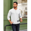 COOFANDY Mens Henley Shirts Long Sleeve Casual T-Shirt Button Basic Tees | Mens long sleeve shirts with henley neck design for fashion men perfect for spring/fall/winter daily casual commute gathering(White)