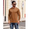 COOFANDY Mens Henley Shirts Long Sleeve Casual T-Shirt Button Basic Tees | Mens long sleeve shirts with henley neck design for fashion men perfect for spring/fall/winter daily casual commute gathering(Light Brown)
