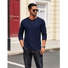 COOFANDY Mens Henley Shirts Long Sleeve Casual T-Shirt Button Basic Tees | Mens long sleeve shirts with henley neck design for fashion men perfect for spring/fall/winter daily casual commute gathering(Navy Blue)