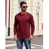 COOFANDY Mens Henley Shirts Long Sleeve Casual T-Shirt Button Basic Tees | Mens long sleeve shirts with henley neck design for fashion men perfect for spring/fall/winter daily casual commute gathering(Wine Red)