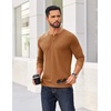 COOFANDY Mens Henley Shirts Long Sleeve Casual T-Shirt Button Basic Tees | Mens long sleeve shirts with henley neck design for fashion men perfect for spring/fall/winter daily casual commute gathering(Light Brown)