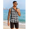 COOFANDY Mens Lightweight Sleeveless Flannel Shirt Button Up Plaid Shirts | Raw Edge Design,Casual Summer Beach Tank Top,Classic Buffalo Plaid,,with Chest Pocket,for Daily Wear,Cowboy Costume,Parties(Black)