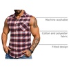 COOFANDY Mens Lightweight Sleeveless Flannel Shirt Button Up Plaid Shirts | Raw Edge Design,Casual Summer Beach Tank Top,Classic Buffalo Plaid,,with Chest Pocket,for Daily Wear,Cowboy Costume,Parties(Red-1)