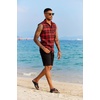 COOFANDY Mens Lightweight Sleeveless Flannel Shirt Button Up Plaid Shirts | Raw Edge Design,Casual Summer Beach Tank Top,Classic Buffalo Plaid,,with Chest Pocket,for Daily Wear,Cowboy Costume,Parties(Red)