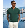COOFANDY Mens Textured Knit Polo Shirts Zipper Polo Shirts Short Sleeve Casual Lightweight Golf Shirt(Green)
