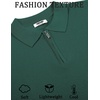 COOFANDY Mens Textured Knit Polo Shirts Zipper Polo Shirts Short Sleeve Casual Lightweight Golf Shirt(Green)