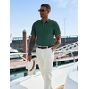 COOFANDY Mens Textured Knit Polo Shirts Zipper Polo Shirts Short Sleeve Casual Lightweight Golf Shirt(Green)