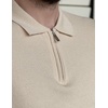 COOFANDY Mens Textured Knit Polo Shirts Zipper Polo Shirts Short Sleeve Casual Lightweight Golf Shirt(Khaki)