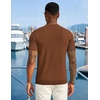 COOFANDY Mens Textured Knit Polo Shirts Zipper Polo Shirts Short Sleeve Casual Lightweight Golf Shirt(Light Brown)