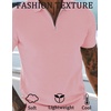 COOFANDY Mens Textured Knit Polo Shirts Zipper Polo Shirts Short Sleeve Casual Lightweight Golf Shirt(Pink)