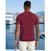 COOFANDY Mens Textured Knit Polo Shirts Zipper Polo Shirts Short Sleeve Casual Lightweight Golf Shirt(Wine Red)