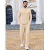 COOFANDY Mens Track suit 2 Piece Athletic Sweatsuit Casual Sport Outfit Set | Mens Athletic Running Jogging Outfits, Anti-pilling and Soft fabric, Flexible and Comfort, Double-sided slant Pockets(Beige)