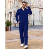 COOFANDY Mens Track suit 2 Piece Athletic Sweatsuit Casual Sport Outfit Set | Mens Athletic Running Jogging Outfits, Anti-pilling and Soft fabric, Flexible and Comfort, Double-sided slant Pockets(Denim Blue)
