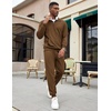 COOFANDY Men’s Tracksuit 2 Piece Quarter Zip Sweatsuit Sets Casual Athletic Running Jogging Suits(Brown)