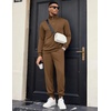 COOFANDY Men’s Tracksuit 2 Piece Quarter Zip Sweatsuit Sets Casual Athletic Running Jogging Suits(Brown)