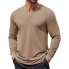 COOFANDY Mens Henley Shirts Long Sleeve Casual T-Shirt Button Basic Tees | Mens long sleeve shirts with henley neck design for fashion men perfect for spring/fall/winter daily casual commute gathering(Khaki)