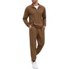 COOFANDY Men’s Tracksuit 2 Piece Quarter Zip Sweatsuit Sets Casual Athletic Running Jogging Suits(Brown)