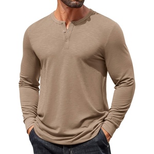 COOFANDY Mens Henley Shirts Long Sleeve Casual T-Shirt Button Basic Tees | Mens long sleeve shirts with henley neck design for fashion men perfect for spring/fall/winter daily casual commute gathering(Khaki)