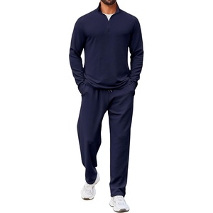 COOFANDY Mens Track suit 2 Piece Athletic Sweatsuit Casual Sport Outfit Set | Mens Athletic Running Jogging Outfits, Anti-pilling and Soft fabric, Flexible and Comfort, Double-sided slant Pockets(Navy Blue)