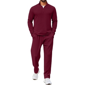 COOFANDY Mens Track suit 2 Piece Athletic Sweatsuit Casual Sport Outfit Set | Mens Athletic Running Jogging Outfits, Anti-pilling and Soft fabric, Flexible and Comfort, Double-sided slant Pockets(Dark Red)