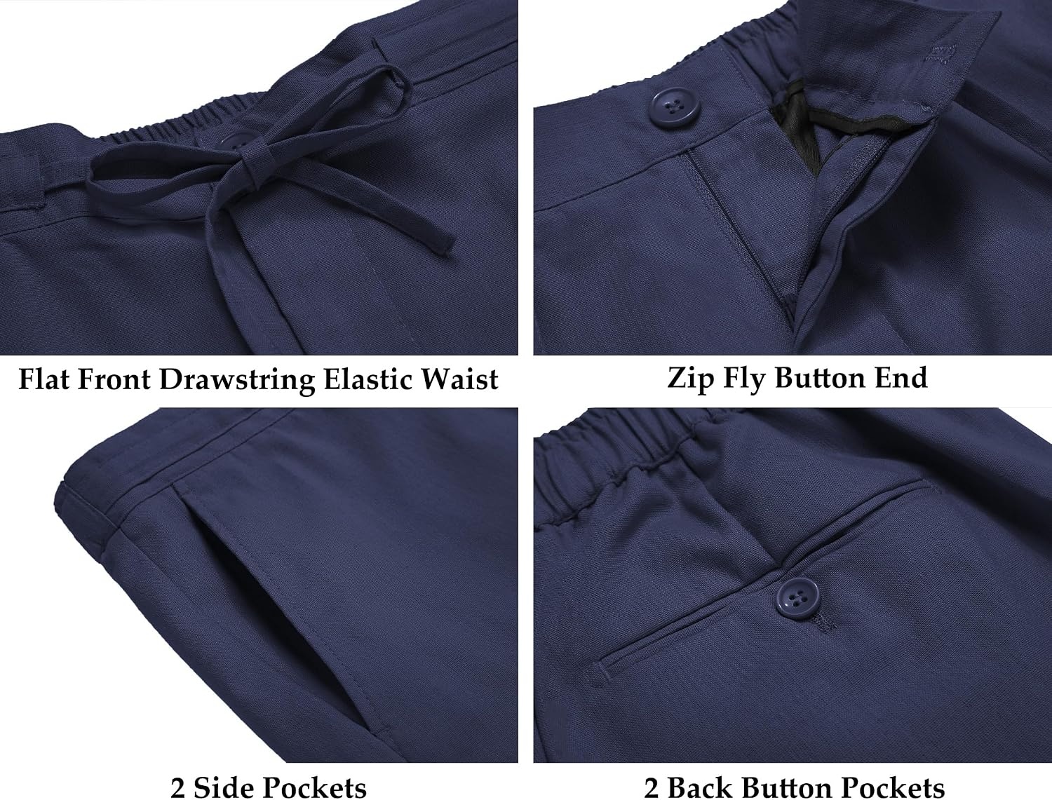 image:imageCOOFANDY Mens 2 Piece Linen Suits Set Casual Lightweight Linen Suit Blazer Jacket and PantsNavy Blue