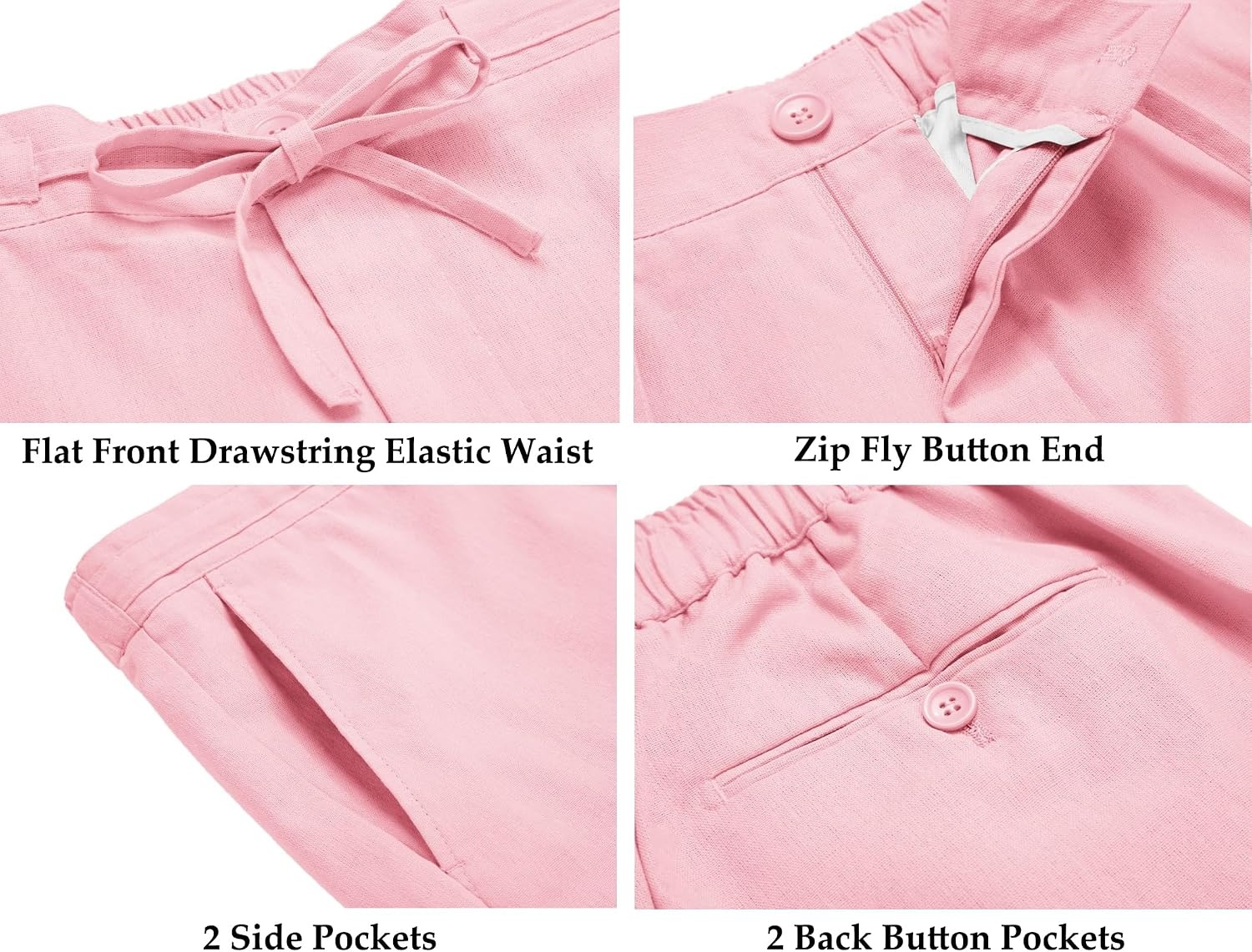 image:imageCOOFANDY Mens 2 Piece Linen Suits Set Casual Lightweight Linen Suit Blazer Jacket and PantsPink