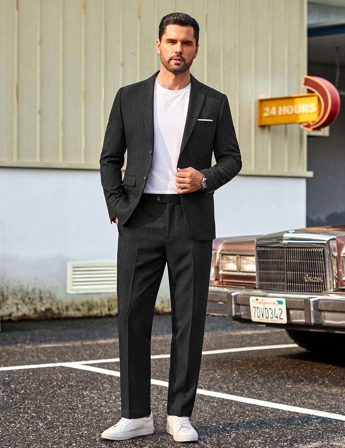 image:imageCOOFANDY Mens Suits 2 Piece Classic Fit Casual Suits Set 2 Button SuitBlack