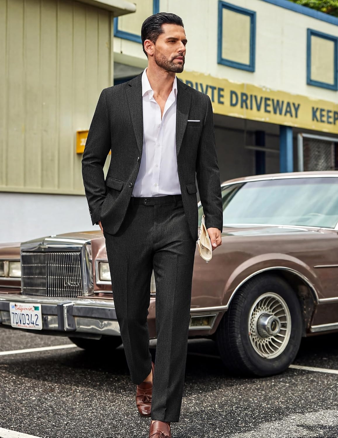 image:imageCOOFANDY Mens Suits 2 Piece Classic Fit Casual Suits Set 2 Button SuitBlack