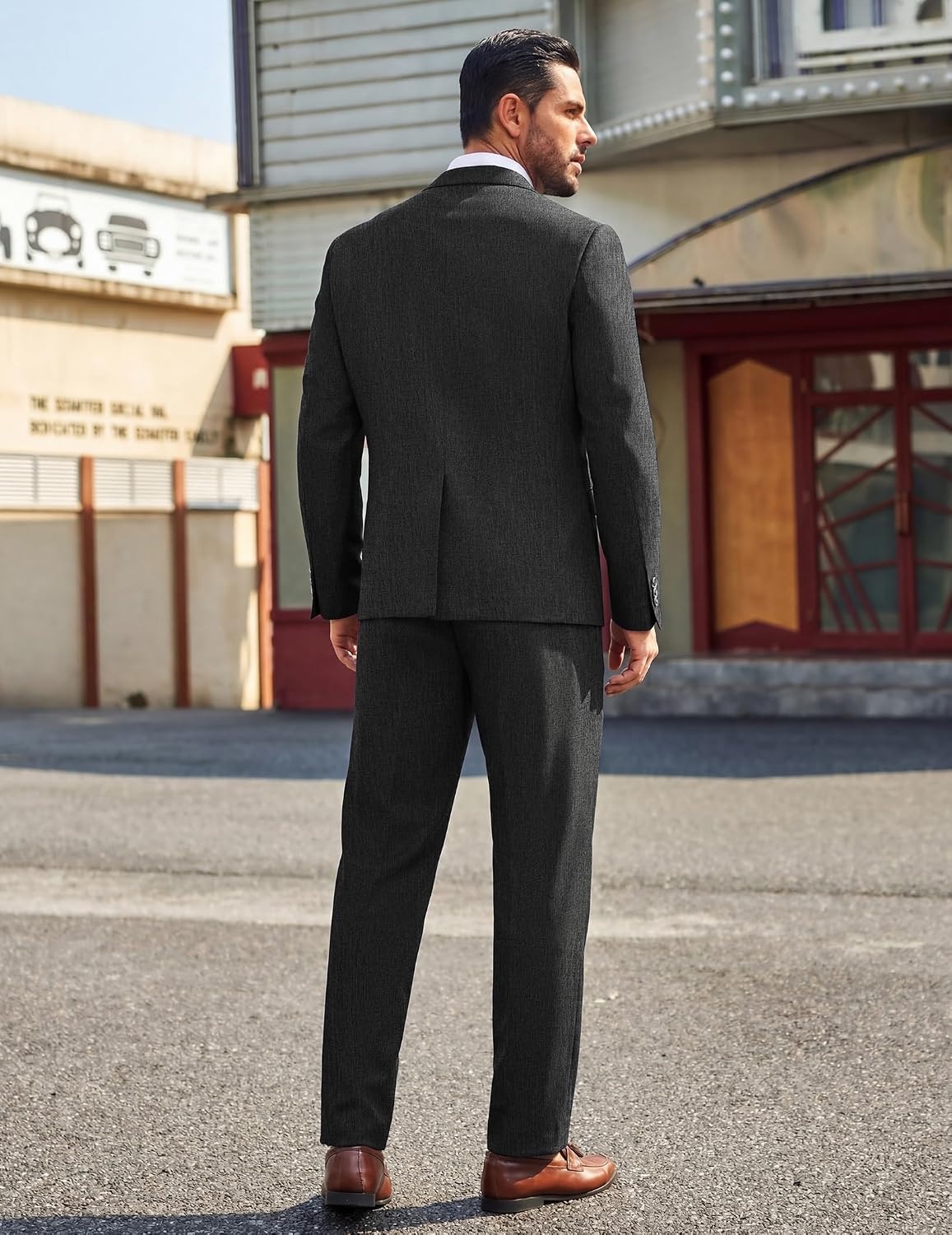 image:imageCOOFANDY Mens Suits 2 Piece Classic Fit Casual Suits Set 2 Button SuitBlack