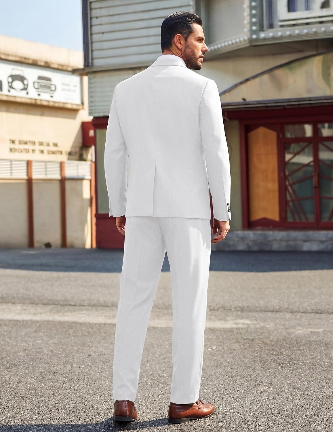 image:imageCOOFANDY Mens Suits 2 Piece Classic Fit Casual Suits Set 2 Button SuitWhite