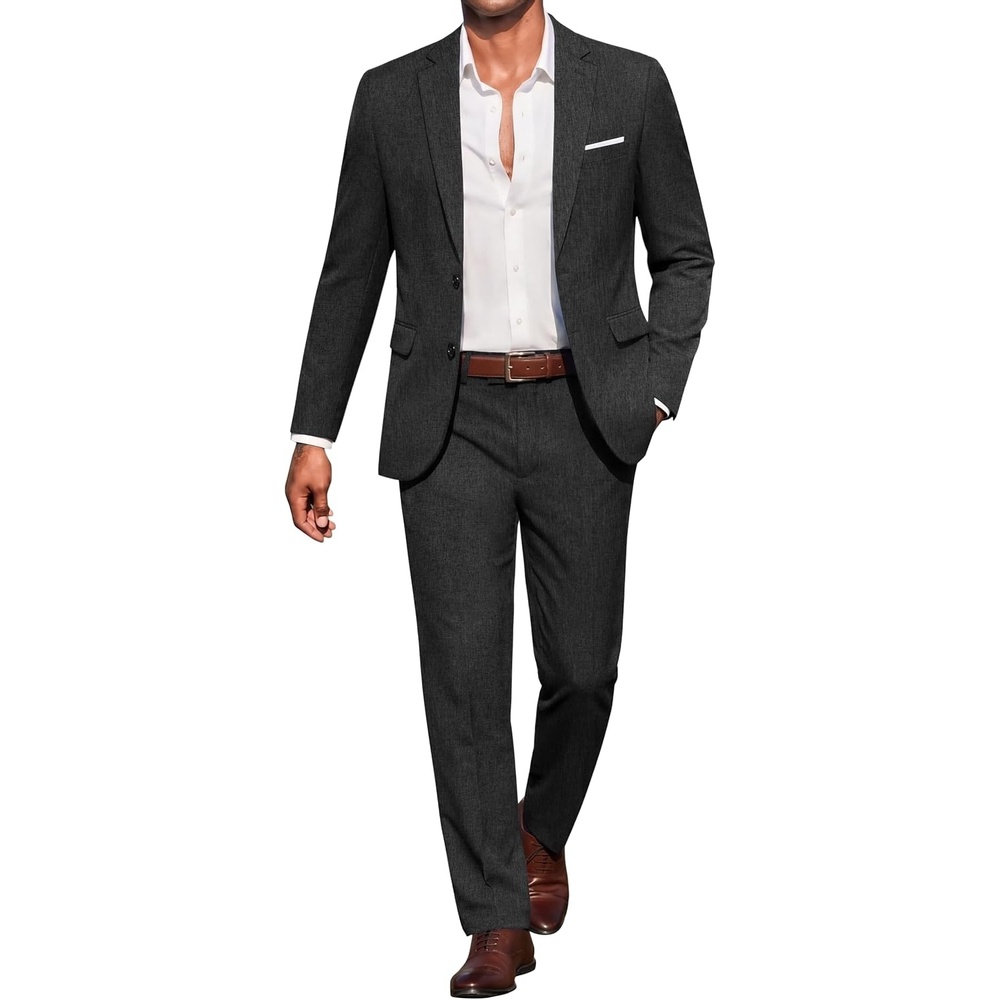 image:imageCOOFANDY Mens Suits 2 Piece Classic Fit Casual Suits Set 2 Button SuitBlack
