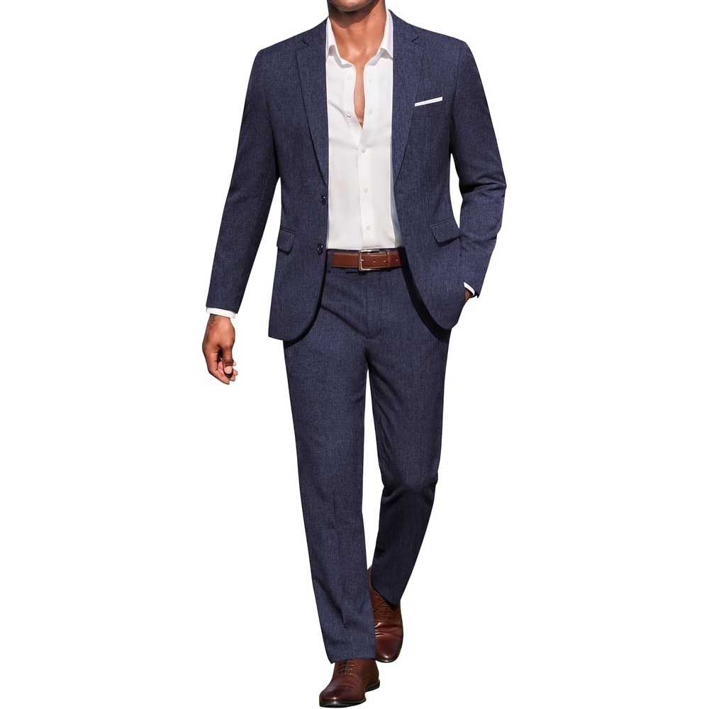 image:imageCOOFANDY Mens Suits 2 Piece Classic Fit Casual Suits Set 2 Button SuitNavy Blue