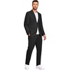 COOFANDY Men’s 2 Piece Linen Suits Set Casual Lightweight Linen Suit Blazer Jacket and Pants(Black)