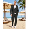 COOFANDY Men’s 2 Piece Linen Suits Set Casual Lightweight Linen Suit Blazer Jacket and Pants(Black)
