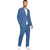 COOFANDY Men’s 2 Piece Linen Suits Set Casual Lightweight Linen Suit Blazer Jacket and Pants(Blue)