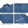 COOFANDY Men’s 2 Piece Linen Suits Set Casual Lightweight Linen Suit Blazer Jacket and Pants(Blue)