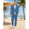 COOFANDY Men’s 2 Piece Linen Suits Set Casual Lightweight Linen Suit Blazer Jacket and Pants(Blue)