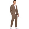 COOFANDY Men’s 2 Piece Linen Suits Set Casual Lightweight Linen Suit Blazer Jacket and Pants(Brown)