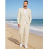 COOFANDY Men’s 2 Piece Linen Suits Set Casual Lightweight Linen Suit Blazer Jacket and Pants(Cream)