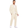 COOFANDY Men’s 2 Piece Linen Suits Set Casual Lightweight Linen Suit Blazer Jacket and Pants(Cream)
