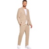 COOFANDY Men’s 2 Piece Linen Suits Set Casual Lightweight Linen Suit Blazer Jacket and Pants(Khaki)