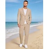 COOFANDY Men’s 2 Piece Linen Suits Set Casual Lightweight Linen Suit Blazer Jacket and Pants(Khaki)
