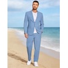COOFANDY Men’s 2 Piece Linen Suits Set Casual Lightweight Linen Suit Blazer Jacket and Pants(Light Blue)