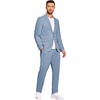COOFANDY Men’s 2 Piece Linen Suits Set Casual Lightweight Linen Suit Blazer Jacket and Pants(Light Blue)