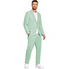 COOFANDY Men’s 2 Piece Linen Suits Set Casual Lightweight Linen Suit Blazer Jacket and Pants(Light Green)