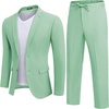 COOFANDY Men’s 2 Piece Linen Suits Set Casual Lightweight Linen Suit Blazer Jacket and Pants(Light Green)